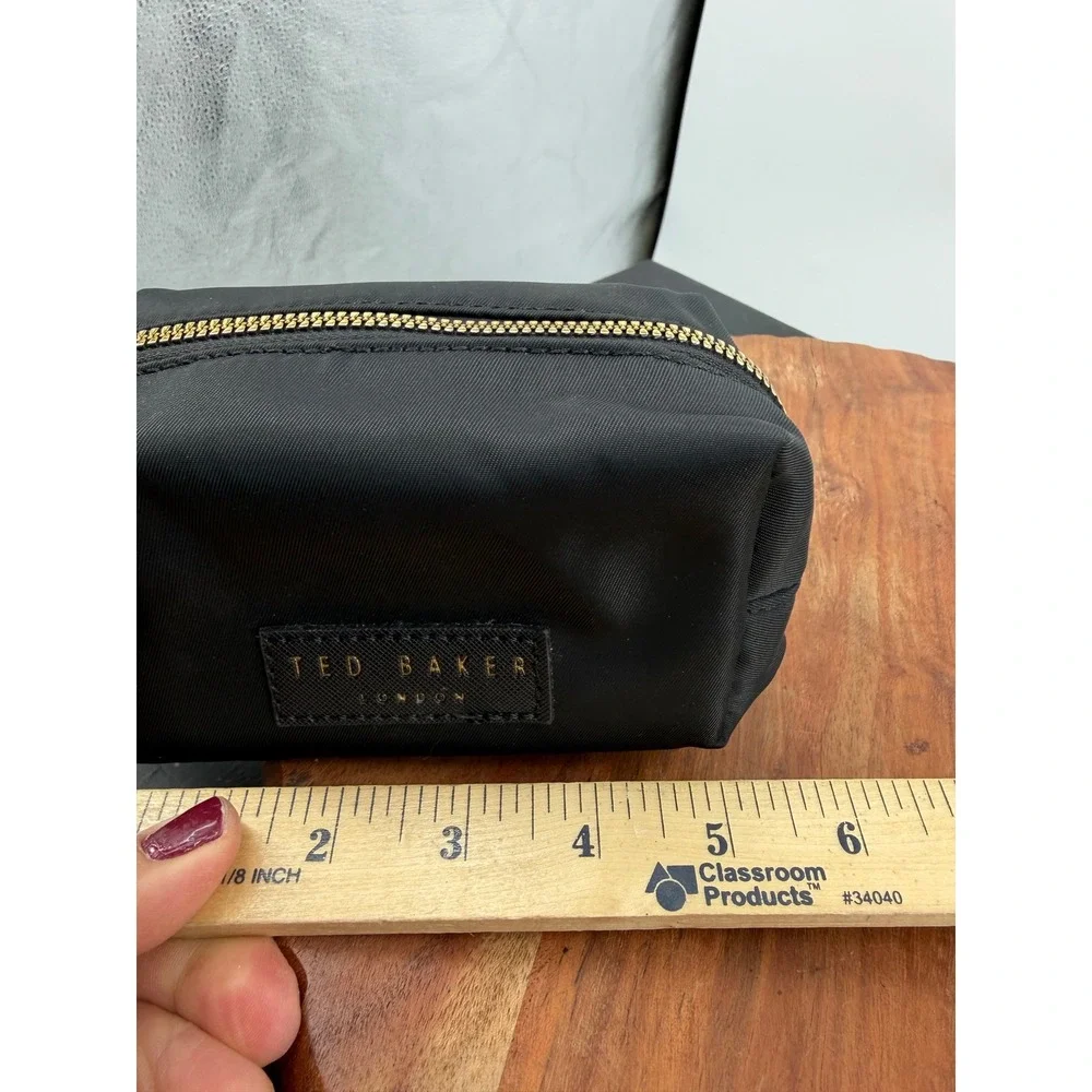 Ted Baker London Cosmetic Bag Women Small Black Floral Lining Nylon Pouch